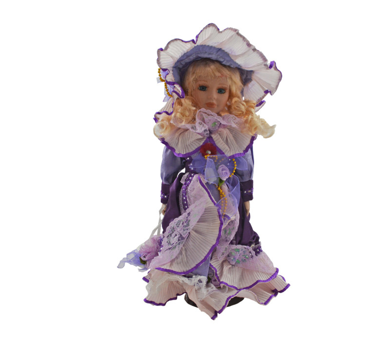 Porcelánová bábika Kaskádovitá fialová róba 31 cm Porcelánová bábika Kaskádovitá fialová róba 31 cm