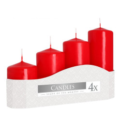 Sviečka adventná červená postupná 4 ks 13 cm, 11 cm, 9 cm, 7x4,8 cm Sviečka adventná červená postupná 4 ks 13 cm, 11 cm, 9 cm, 7x4,8 cm