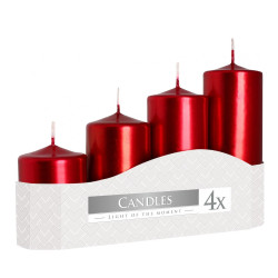 Sviečka adventná červená metalická postupná 4 ks 13 cm, 11 cm, 9 cm, 7x4,8 cm Sviečka adventná červená metalická postupná 4 ks 13 cm, 11 cm, 9 cm, 7x4,8 cm