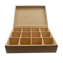 Buková krabička s vekom cinkovaný spoj a 12 priehradkami 30,3x23x8,5 cm Buková krabička s vekom cinkovaný spoj a 12 priehradkami 30,3x23x8,5 cm