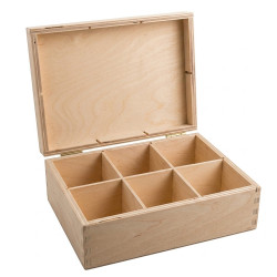 Buková krabička s vekom cinkovaný spoj a 6 priehradkami 22,6x16,8x8,5 cm Buková krabička s vekom cinkovaný spoj a 6 priehradkami 22,6x16,8x8,5 cm