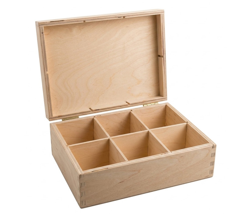 Buková krabička s vekom cinkovaný spoj a 6 priehradkami 22,6x16,8x8,5 cm Buková krabička s vekom cinkovaný spoj a 6 priehradkami 22,6x16,8x8,5 cm