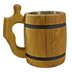 Bukový džbán na pivo nerezová vložka 14x12 cm 0,7 L Bukový džbán na pivo nerezová vložka 14x12 cm 0,7 L
