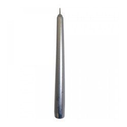 Sviečka kónická hladká metalická strieborná Ø2,3x25 cm Sviečka kónická hladká metalická strieborná Ø2,3x25 cm