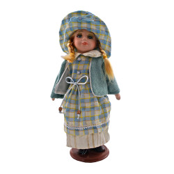 Porcelánová bábika Modrá nostalgia 31 cm Porcelánová bábika Modrá nostalgia 31 cm