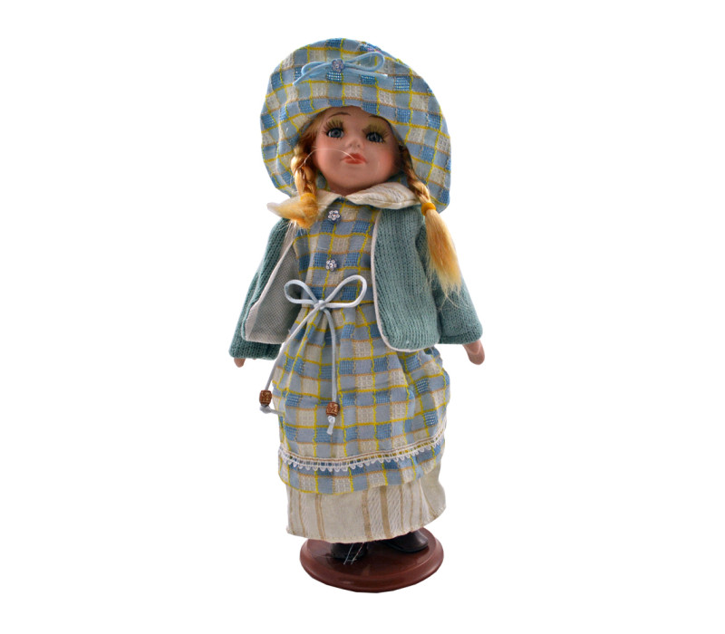 Porcelánová bábika Modrá nostalgia 31 cm