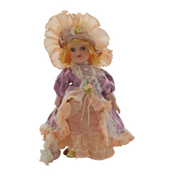 Porcelánová bábika Dvorná dáma s taštičkou 31 cm