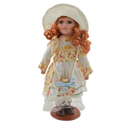 Porcelánová bábika Biely klobúk 31 cm Porcelánová bábika Biely klobúk 31 cm