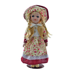 Porcelánová bábika Bordová čiapočka 31cm Porcelánová bábika Bordová čiapočka 31cm