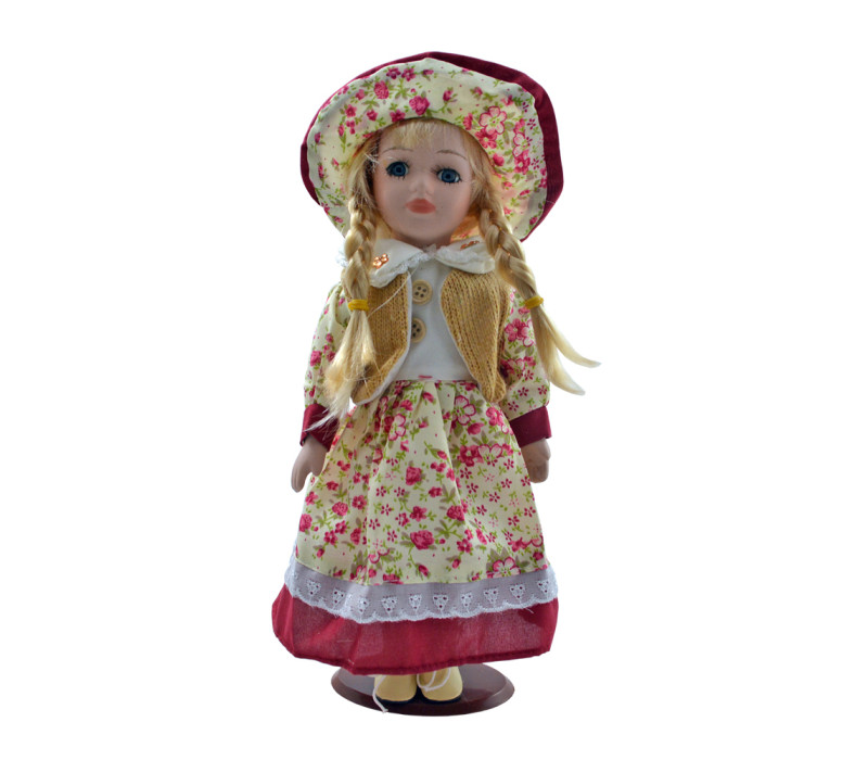 Porcelánová bábika Bordová čiapočka 31cm Porcelánová bábika Bordová čiapočka 31cm