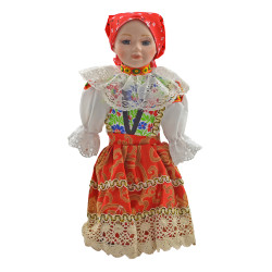 Porcelánová bábika Červená šatka 31 cm Porcelánová bábika Červená šatka 31 cm