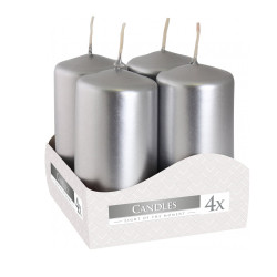 Sviečka adventná strieborná metalická 4 ks 8x3,8 cm Sviečka adventná strieborná metalická 4 ks 8x3,8 cm