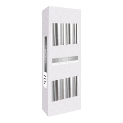 Sviečka kónická hladká metalická strieborná Ø2,3x24,5 cm Sviečka kónická hladká metalická strieborná Ø2,3x24,5 cm