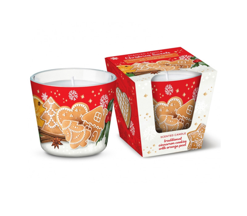 Sviečka vonná sklo CHRISTMAS SWEETS CINNAMON COOKIES 115g Sviečka vonná sklo CHRISTMAS SWEETS CINNAMON COOKIES 115g
