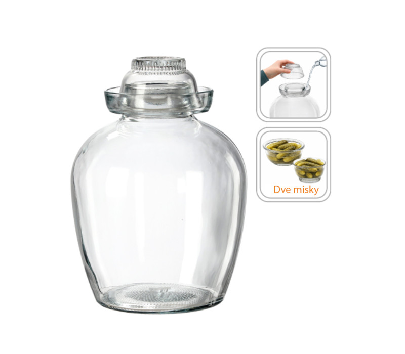 Fermentačná sklenená dóza s dvojitým vekom 32x22 cm 8,5 L Fermentačná sklenená dóza s dvojitým vekom 32x22 cm 8,5 L