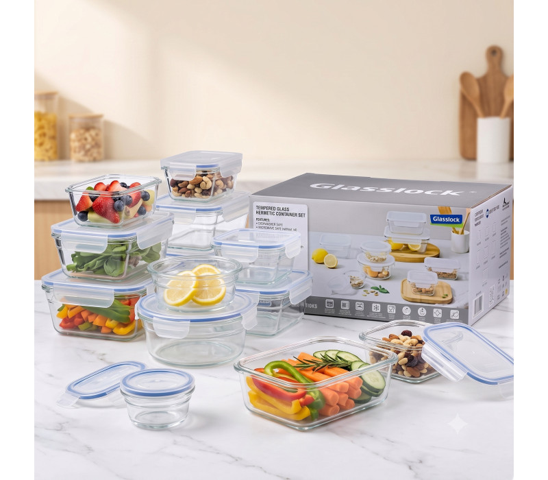 GLASSLOCK Sada sklenených dóz (10ks) 1x400ml 1x900ml 2x450ml 2x950ml 2x1710ml 1x400ml 1x900ml GLASSLOCK Sada sklenených dóz (10ks) 1x400ml 1x900ml 2x450ml 2x950ml 2x1710ml 1x400ml 1x900ml