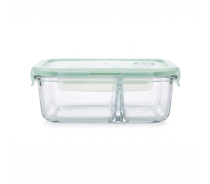 GLASSLOCK Sklenená dóza obdĺžníková delená s ventilom 17,7x13x6,8 cm 1 L