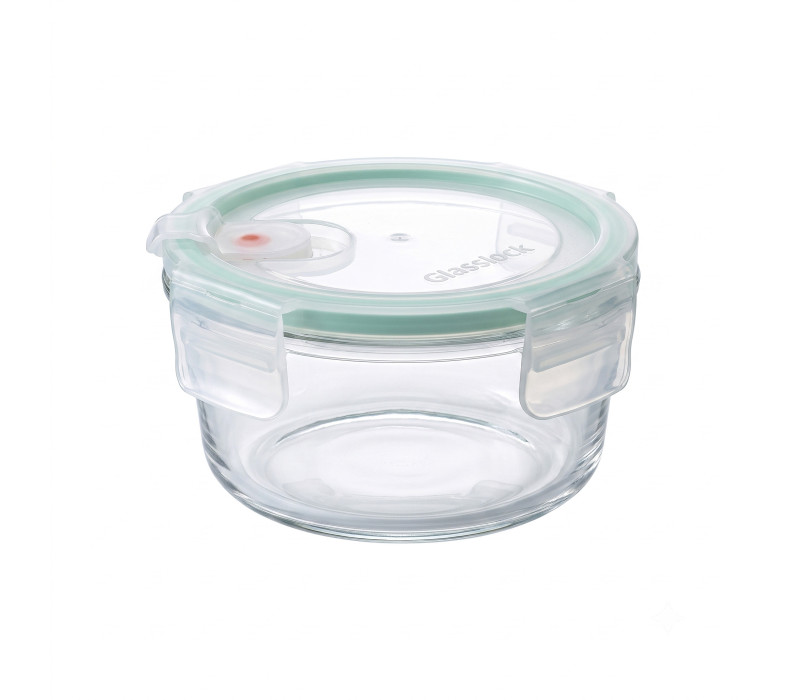GLASSLOCK Sklenená dóza okrúhla s ventilom 11,5x5,7 cm 0,4 L