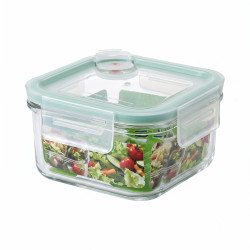 GLASSLOCK Sklenená dóza štvorcová s ventilom 11,5x11,5x5,7 cm 0,485 L GLASSLOCK Sklenená dóza štvorcová s ventilom 11,5x11,5x5,7 cm 0,485 L