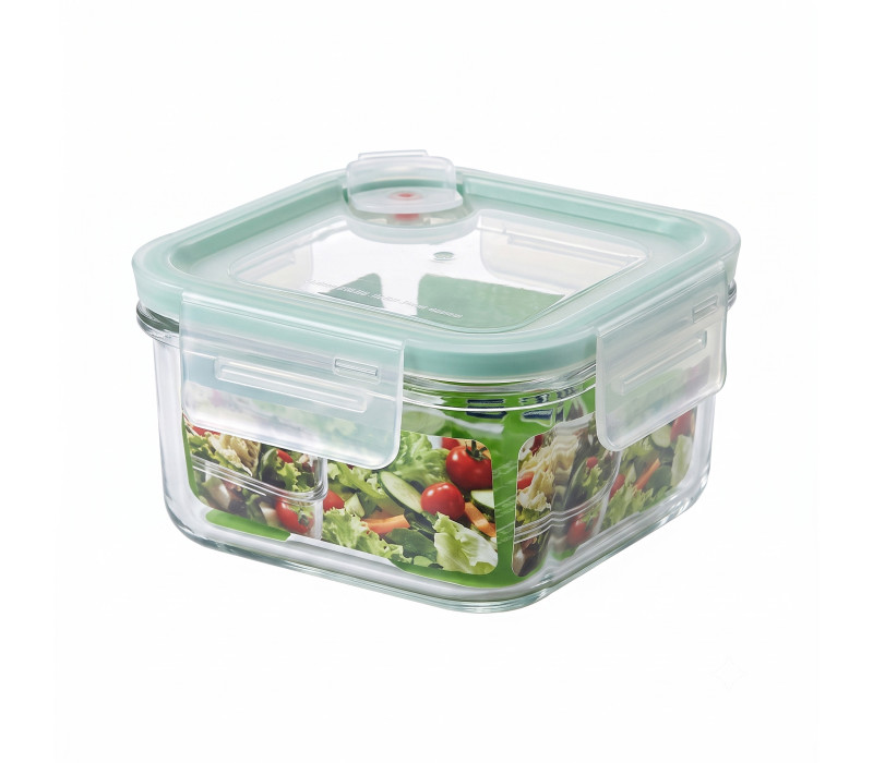 GLASSLOCK Sklenená dóza štvorcová s ventilom 11,5x11,5x5,7 cm 0,485 L