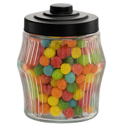 Sklenená dóza okrúhla plechové veko VRÚBKOVANÁ 20x16 cm 2 L Sklenená dóza okrúhla plechové veko VRÚBKOVANÁ 20x16 cm 2 L