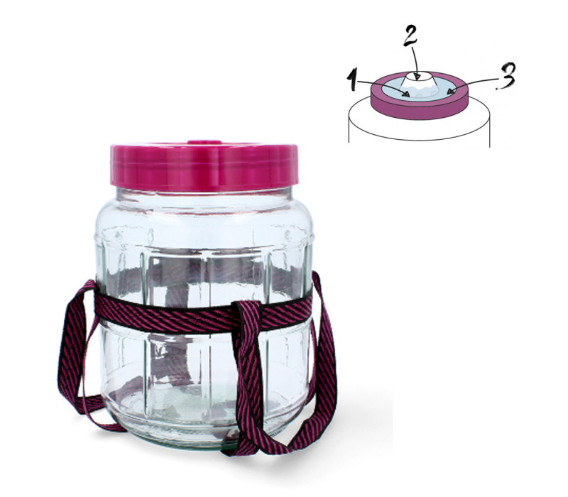 Fermentačná sklenená dóza s regulovaním prístupu vzduchu pomocou ventilu 26x20 cm 5 L Fermentačná sklenená dóza s regulovaním prístupu vzduchu pomocou ventilu 26x20 cm 5 L