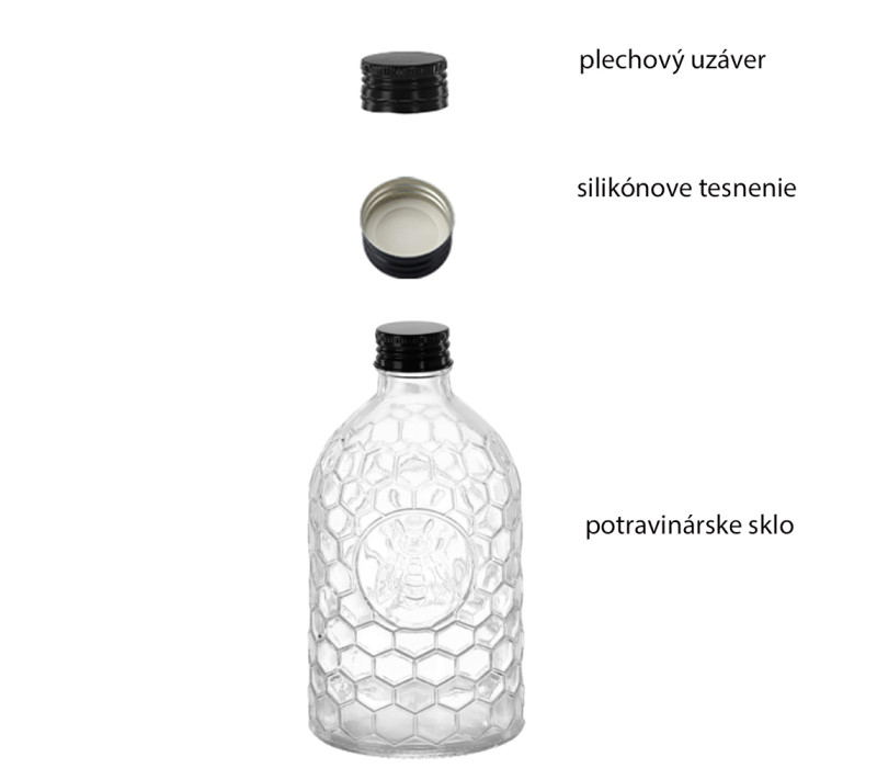 Fľaša sklenená PLAST MEDU zatáčací uzáver 14x8,3 cm 0,5 L Fľaša sklenená PLAST MEDU zatáčací uzáver 14x8,3 cm 0,5 L