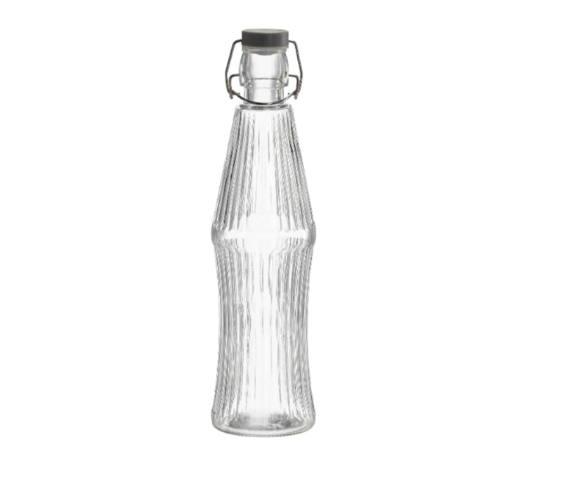 Fľaša sklenená VRÚBKOVANÁ suknička s retro uzáverom 32x8,3 cm 0,85 L Fľaša sklenená VRÚBKOVANÁ suknička s retro uzáverom 32x8,3 cm 0,85 L