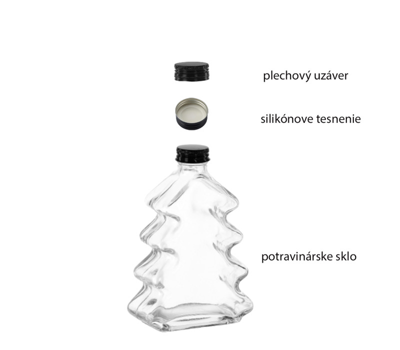 Fľaša sklenená STROMČEK zatáčací uzáver 15x10x4 cm 0,2 L Fľaša sklenená STROMČEK zatáčací uzáver 15x10x4 cm 0,2 L
