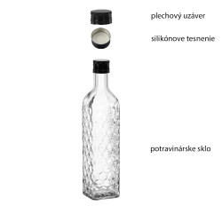 Fľaša sklenená VRÚBKOVANÁ zatáčací uzáver 26x6 cm 0,5 L Fľaša sklenená VRÚBKOVANÁ zatáčací uzáver 26x6 cm 0,5 L