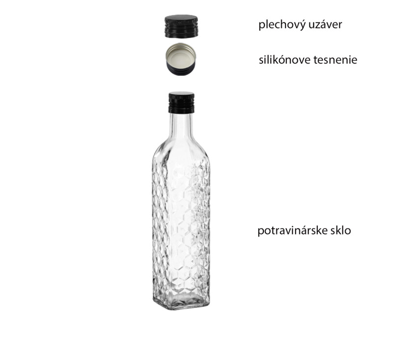Fľaša sklenená VRÚBKOVANÁ zatáčací uzáver 26x6 cm 0,5 L Fľaša sklenená VRÚBKOVANÁ zatáčací uzáver 26x6 cm 0,5 L