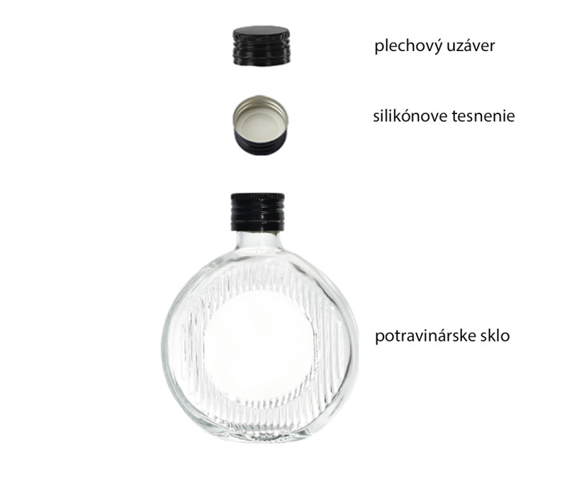 Fľaša sklenená MOON zatáčací uzáver 12,5x10,5x4 cm 0,25 L Fľaša sklenená MOON zatáčací uzáver 12,5x10,5x4 cm 0,25 L