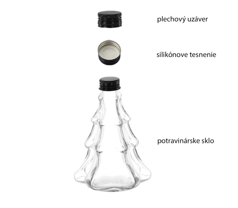 Fľaša sklenená STROMČEK zatáčací uzáver 14x11cm 0,3 L Fľaša sklenená STROMČEK zatáčací uzáver 14x11cm 0,3 L