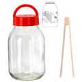 Fermentačná sklenená dóza na fermentáciu kysnutie uhoriek drevené štipce držiak 30,5x16 cm 5 L Fermentačná sklenená dóza na fermentáciu kysnutie uhoriek drevené štipce držiak 30,5x16 cm 5 L