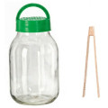 Fermentačná sklenená dóza na fermentáciu kysnutie uhoriek drevené štipce držiak 26x14 cm 3 L Fermentačná sklenená dóza na fermentáciu kysnutie uhoriek drevené štipce držiak 26x14 cm 3 L