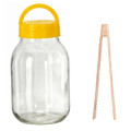 Fermentačná sklenená dóza na fermentáciu kysnutie uhoriek drevené štipce držiak 26x16 cm 4 L Fermentačná sklenená dóza na fermentáciu kysnutie uhoriek drevené štipce držiak 26x16 cm 4 L