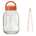 Fermentačná sklenená dóza na fermentáciu kysnutie uhoriek drevené štipce držiak 26x14 cm 3 L Fermentačná sklenená dóza na fermentáciu kysnutie uhoriek drevené štipce držiak 26x14 cm 3 L
