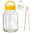 Fermentačná sklenená dóza na fermentáciu kysnutie uhoriek drevené štipce držiak 30,5x16 cm 5 L Fermentačná sklenená dóza na fermentáciu kysnutie uhoriek drevené štipce držiak 30,5x16 cm 5 L