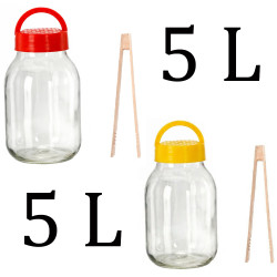 Fermentačná sklenená dóza na fermentáciu kysnutie uhoriek drevené štipce držiak 30,5x16 cm 5 L Fermentačná sklenená dóza na fermentáciu kysnutie uhoriek drevené štipce držiak 30,5x16 cm 5 L