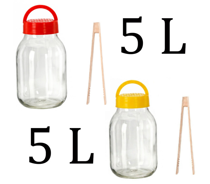 Fermentačná sklenená dóza na fermentáciu kysnutie uhoriek drevené štipce držiak 30,5x16 cm 5 L Fermentačná sklenená dóza na fermentáciu kysnutie uhoriek drevené štipce držiak 30,5x16 cm 5 L