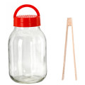 Fermentačná sklenená dóza na fermentáciu kysnutie uhoriek drevené štipce držiak 26x14 cm 3 L Fermentačná sklenená dóza na fermentáciu kysnutie uhoriek drevené štipce držiak 26x14 cm 3 L