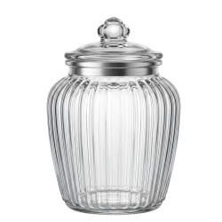 Sklenená dóza okrúhla sklenené veko VRÚBKOVANÁ 20,5x14,5 cm 1,7 L Sklenená dóza okrúhla sklenené veko VRÚBKOVANÁ 20,5x14,5 cm 1,7 L