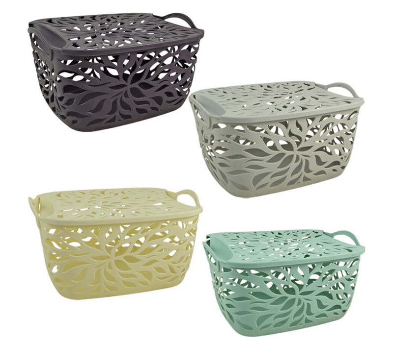 Košík plastový s vekom LÍSTOK 24x17x12 cm Košík plastový s vekom LÍSTOK 24x17x12 cm