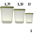 Plastová dóza štvorcová stohovacia 3ks 1,7+1,5+1 L