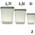 Plastová dóza štvorcová stohovacia 3ks 1,7+1,5+1 L