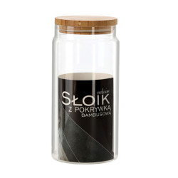 Sklenená dóza okrúhla bambusové veko 21x9,5 cm 1,2 L Sklenená dóza okrúhla bambusové veko 21x9,5 cm 1,2 L