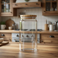 Sklenená dóza okrúhla bambusové veko 21x9,5 cm 1,2 L Sklenená dóza okrúhla bambusové veko 21x9,5 cm 1,2 L