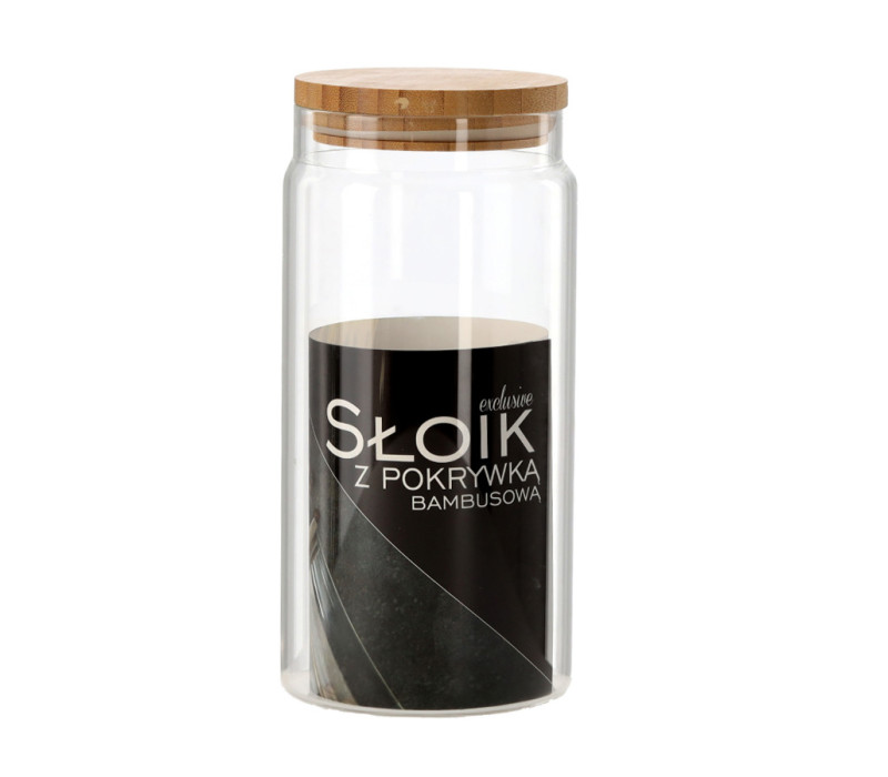 Sklenená dóza okrúhla bambusové veko 21x9,5 cm 1,2 L Sklenená dóza okrúhla bambusové veko 21x9,5 cm 1,2 L