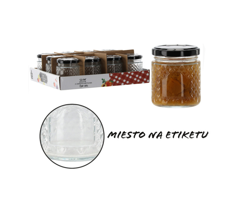 Sklenená dózička ETIKETKA Ø6,1x7,3 cm 0,12 L Sklenená dózička ETIKETKA Ø6,1x7,3 cm 0,12 L