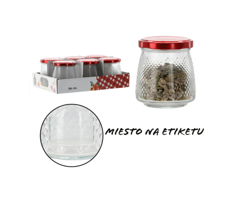 Sklenená dózička ETIKETA Ø7x8 cm 0,18 L Sklenená dózička ETIKETA Ø7x8 cm 0,18 L
